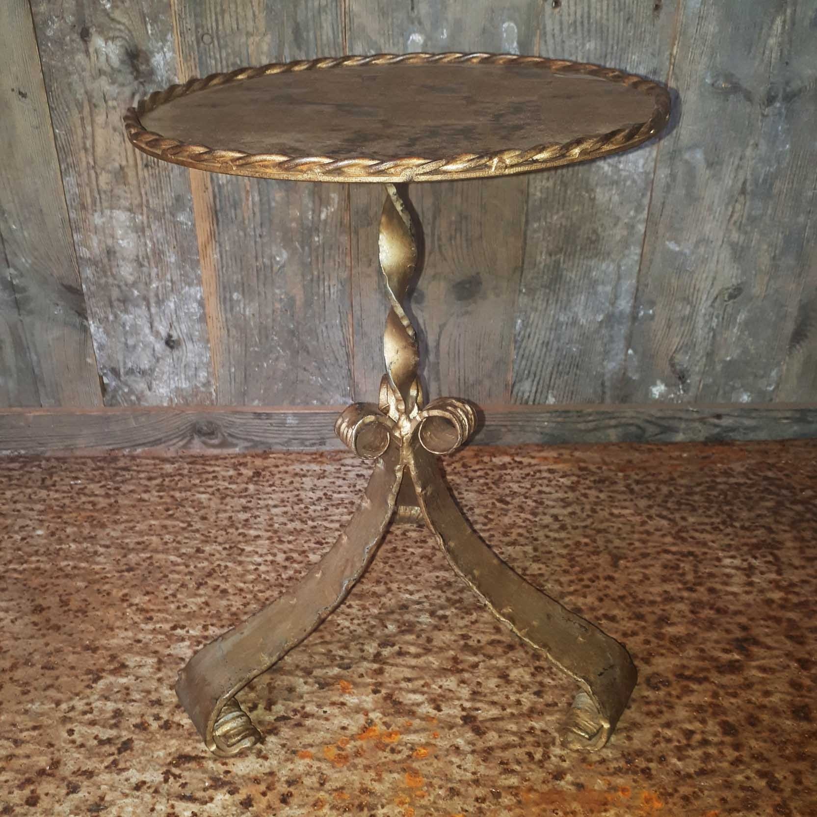 Old side table antique gold H 42 x D 30 cm Piet Jonker