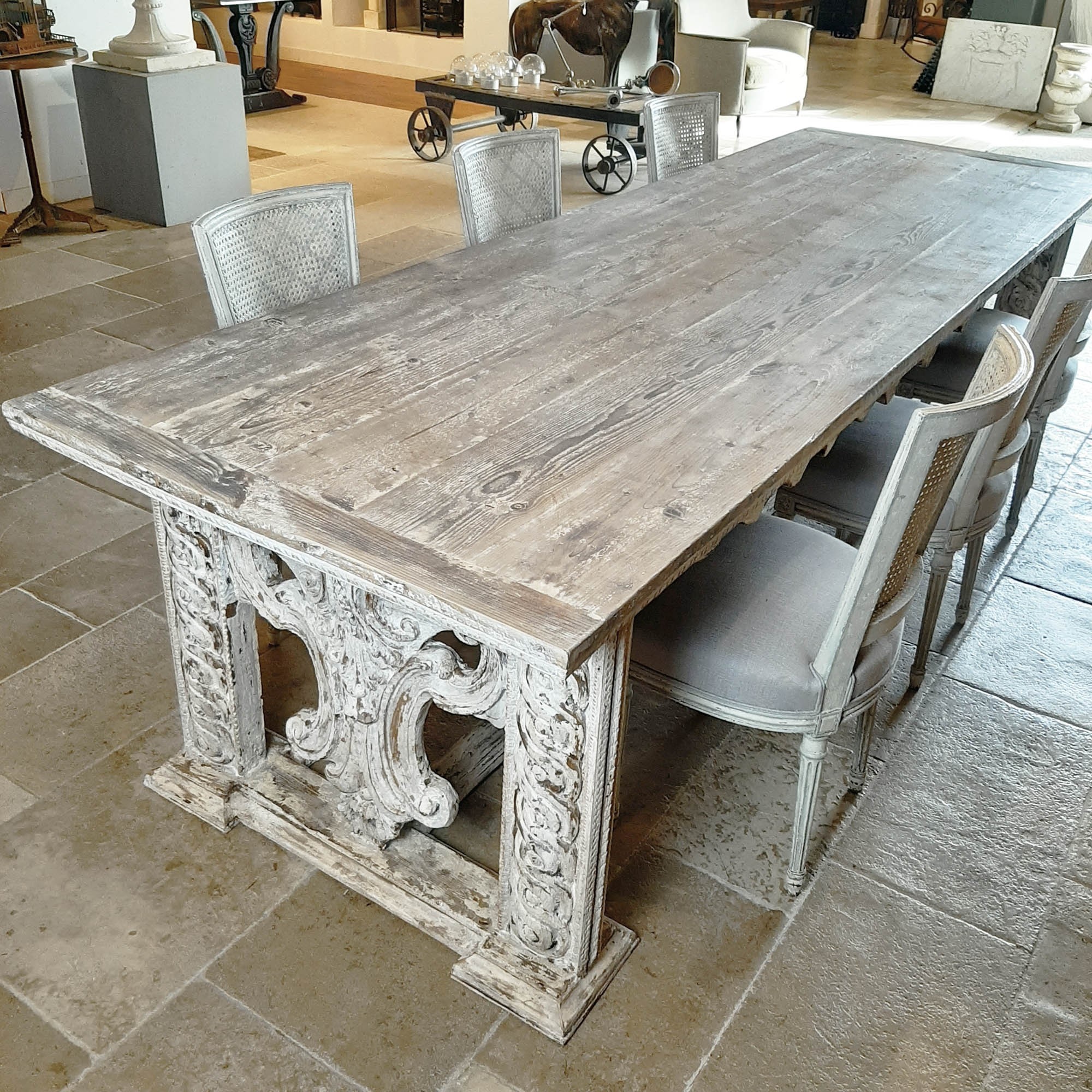 Large dining table made of antique wood Piet Jonker