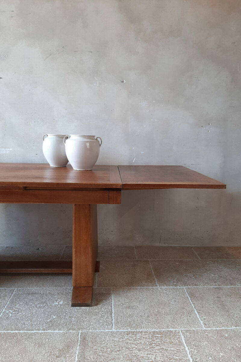 Midcentury oak extendable dining table Piet Jonker