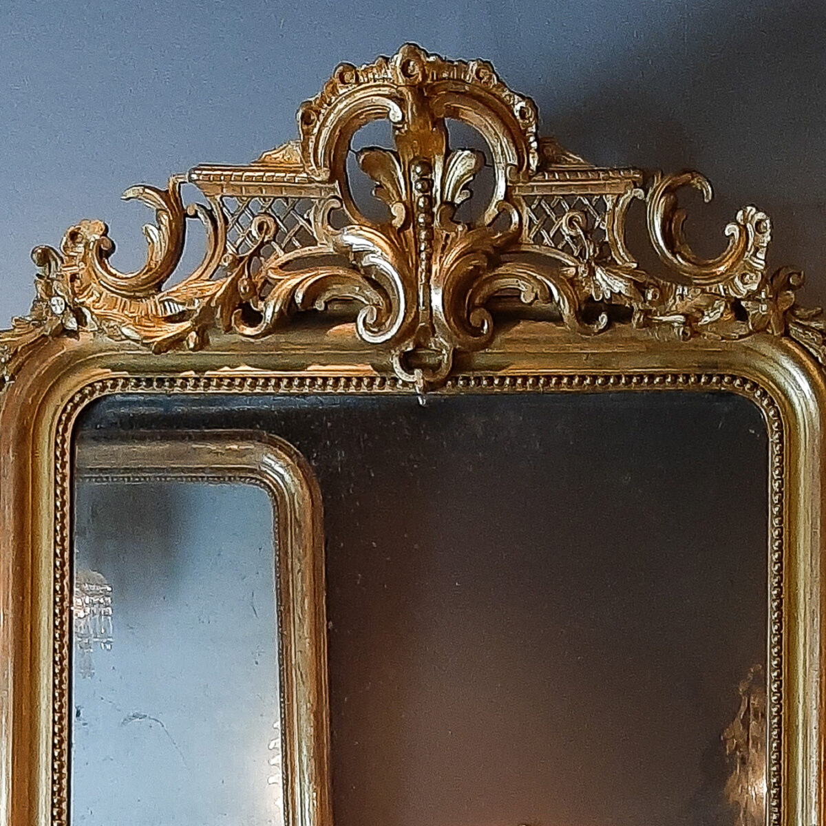 Mirror in lacquer and straw marquetry, Louis XIV period. - Ref.100911