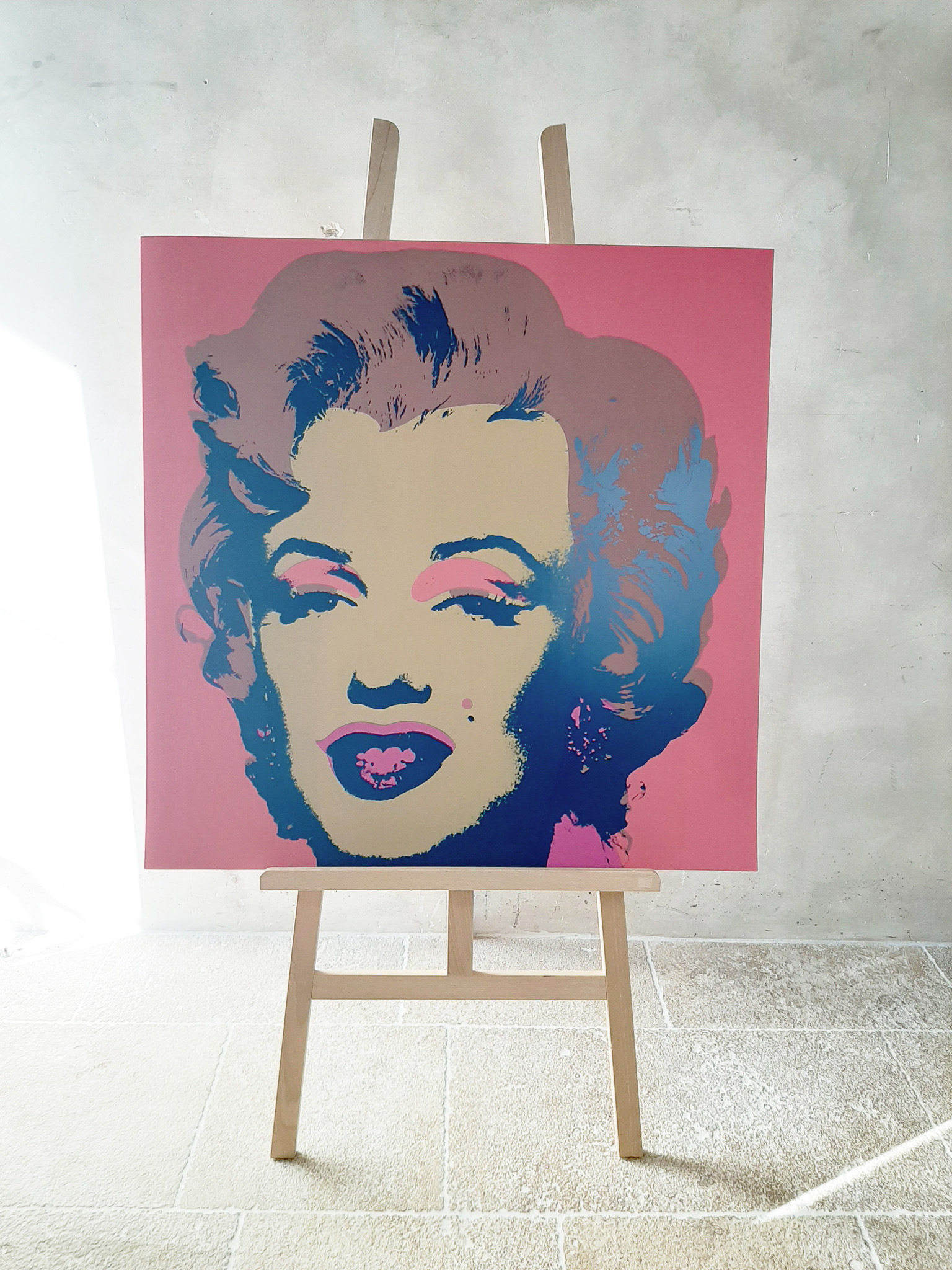 Silkscreen painting of Marilyn Monroe by Andy Warhol (antique pink ...