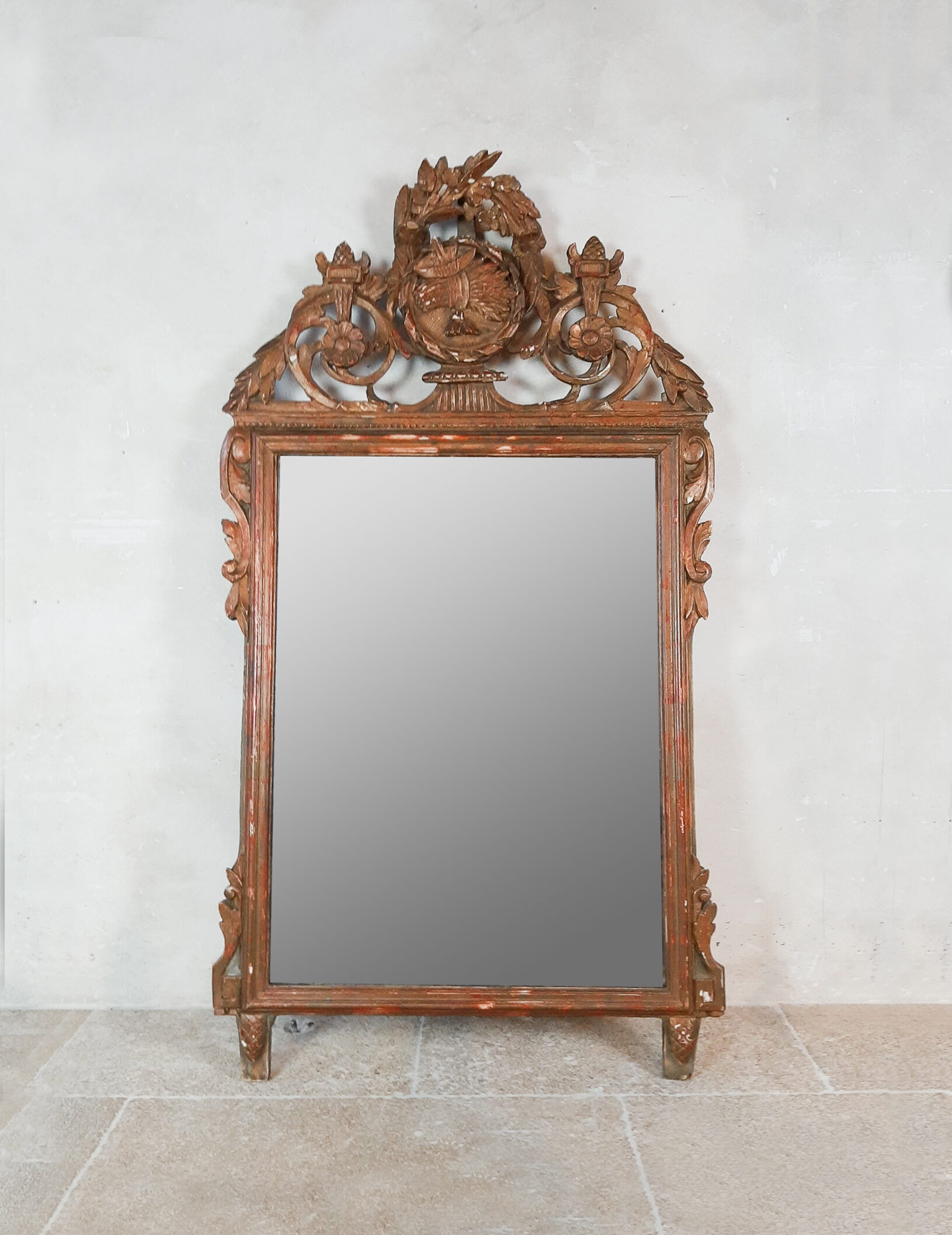 Antique mirror with woodcarved frame in Baroque style Piet Jonker