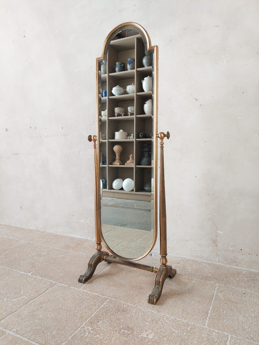 Vintage brass standing mirror Piet Jonker