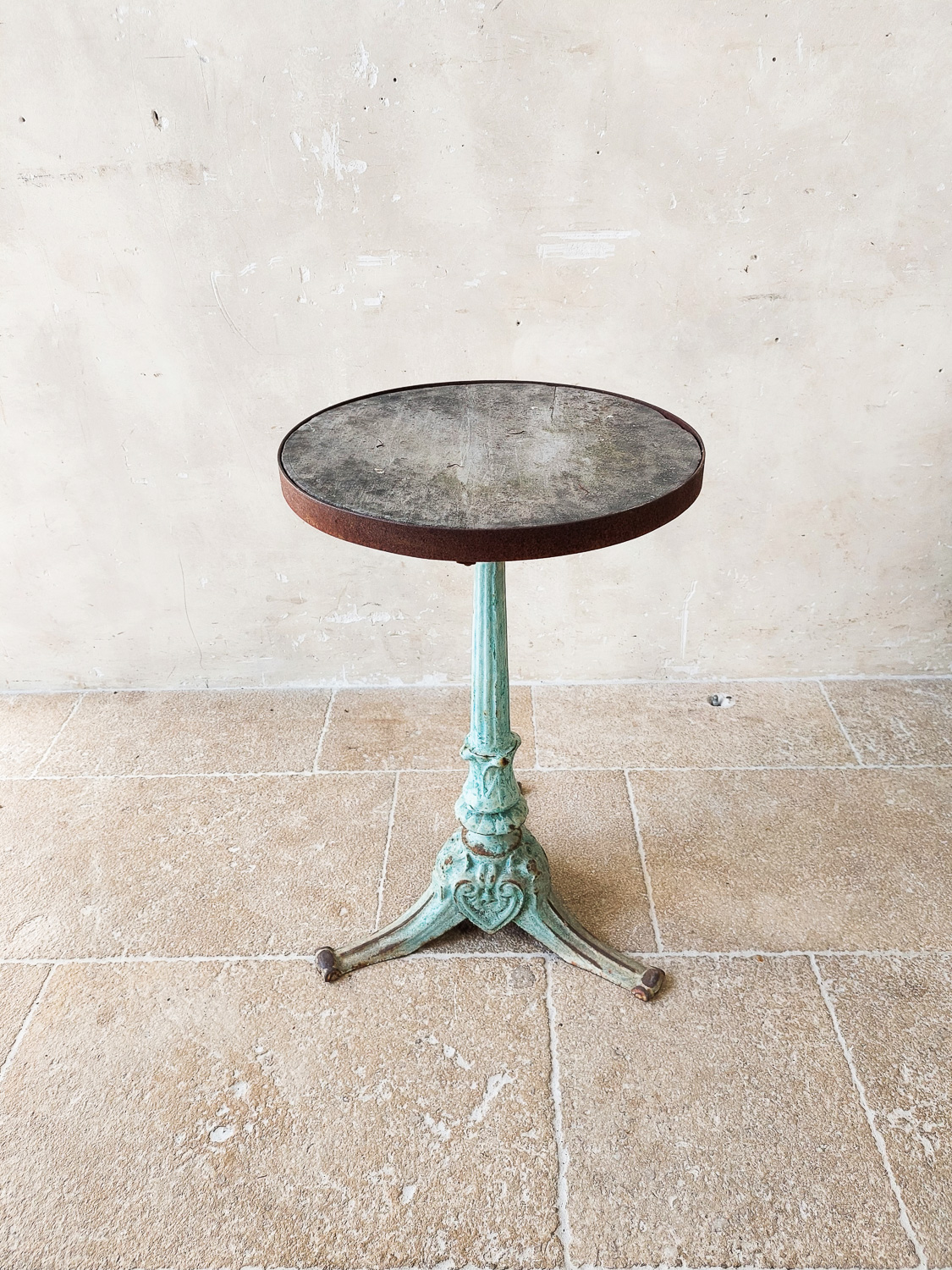 Antique enamelled cast iron bistro table Piet Jonker