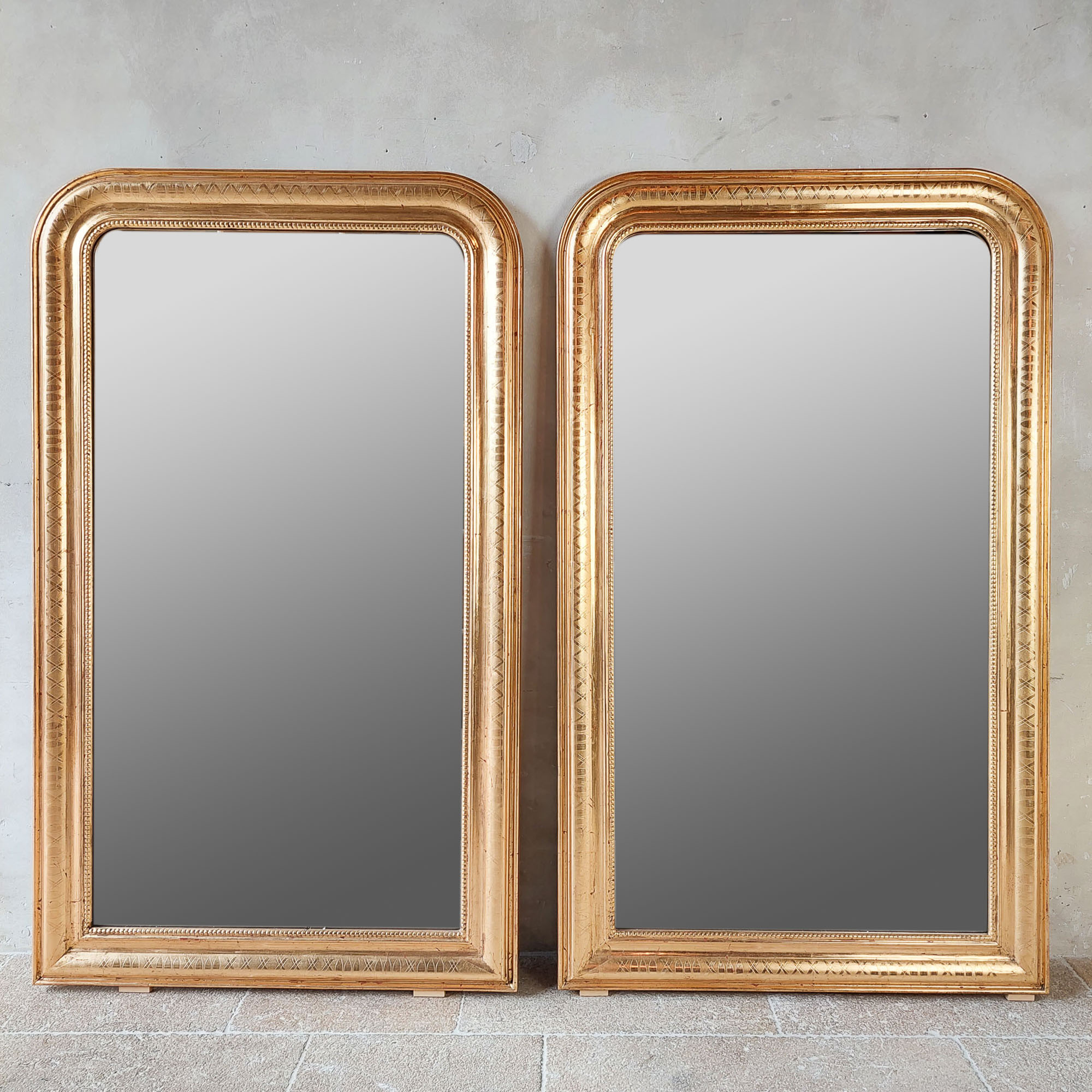Pair of antique goldplated mirrors Piet Jonker